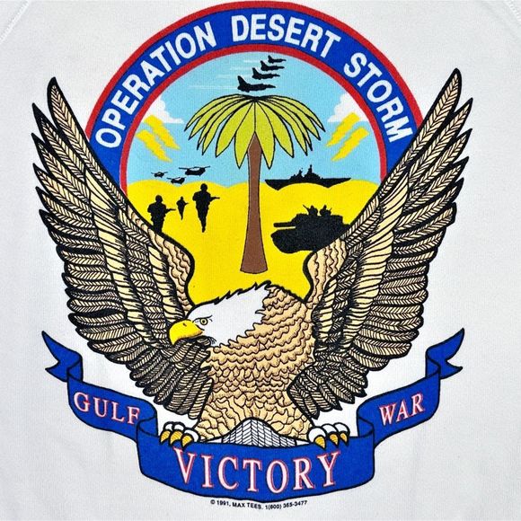 Vintage 90’s Hanes Operation Desert Storm Double-Sided Crew Neck Sweatshirt Sz L - Picture 2 of 7